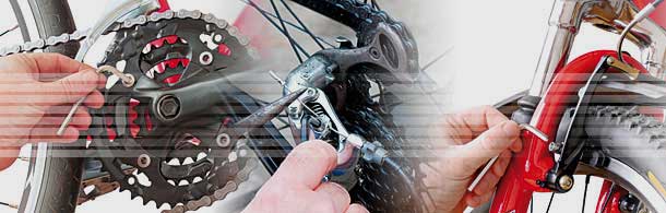 A bike being repaired at Vandome Cycles